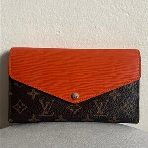 Louis Vuitton Monogram Continental Wallet with Orange Flap